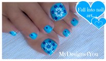 Nail Art Tip Using Striping Tape. Floral Toenail Art.