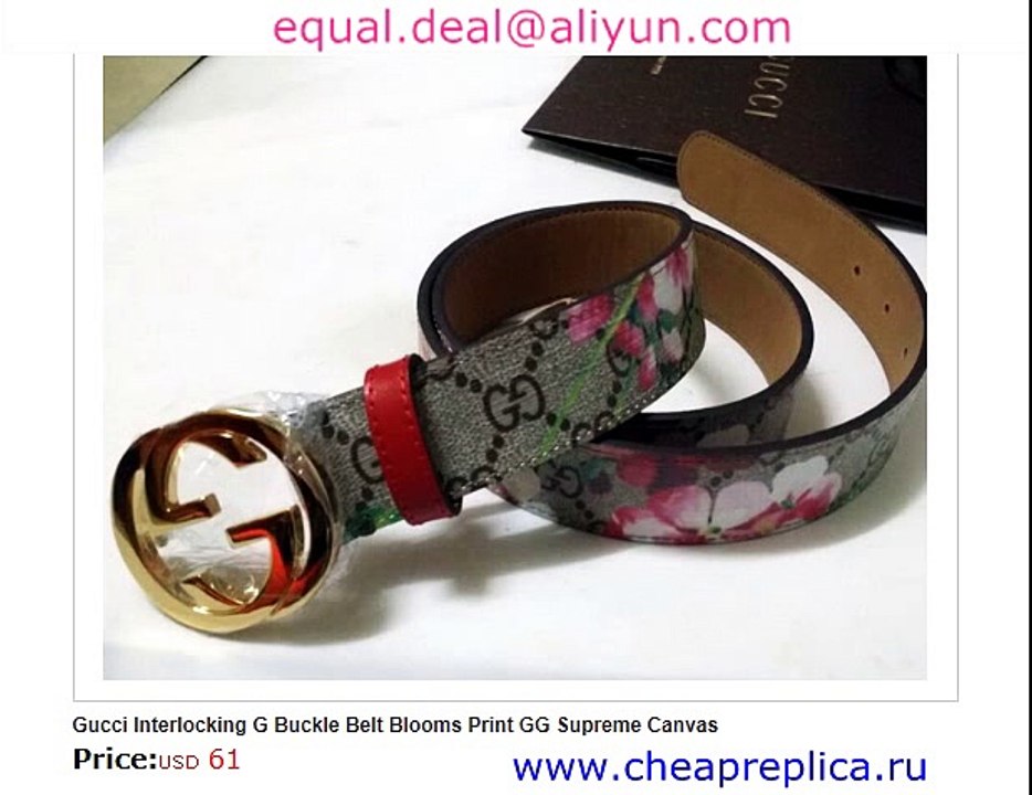 Gucci Interlocking G Buckle Belt Blooms Print GG Supreme Canvas  for Sale