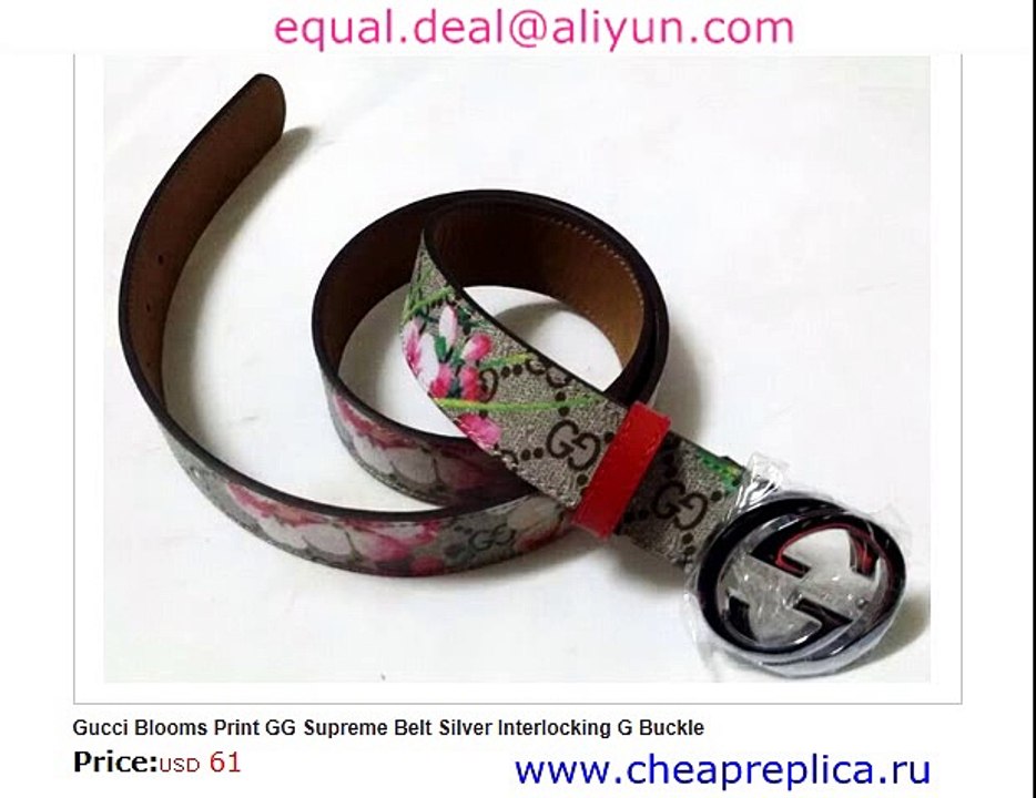 Gucci Blooms Print GG Supreme Belt Silver Interlocking G Buckle for Sale