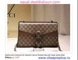 Gucci Dionysus GG Supreme Canvas Shoulder Bag with Taupe Suede Detail Replica for Sale