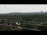 Elimination peacefully shooting Russian sniper on the roof of the airport in Donetsk.