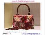 Gucci Bamboo Classic Blooms Top Handle Bag Cerise Replica