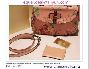 Gucci Bamboo Classic Blooms Top Handle Bag Blush Pink for Sale