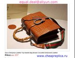 Gucci Dionysus Leather Top Handle Bag Brown Crocodile Embossed Leather for Sale