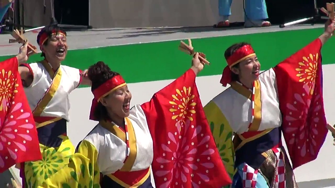 2015　備後ばらバラよさこい踊り隊　笑顔　フラワーフェスティバル　カーネーションステージ