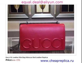 Gucci XL Leather Mini Bag Hibiscus Red Leather for Sale