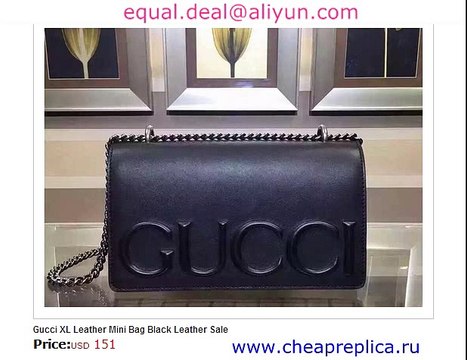 Gucci XL Leather Mini Bag Black Leather Replica