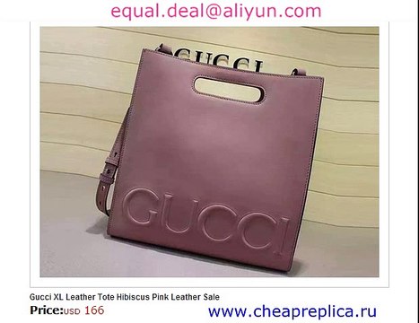 Gucci XL Leather Tote Hibiscus Pink Leather for Sale