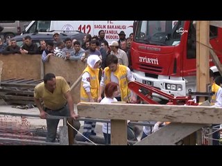 Yaralı inşaat işçisi itfaiyenin operasyonuyla kurtarıldı