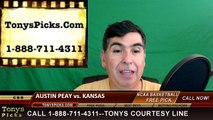 College Basketball Free Pick Kansas Jayhawks vs. Austin Peay Governors Prediction Odds Preview 3-17-2016