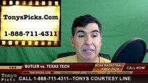 College Basketball Free Pick Texas Tech Red Raiders vs. Butler Bulldogs Prediction Odds Preview 3-17-2016