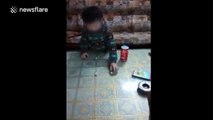 This four-year-old boy has some serious dice skills