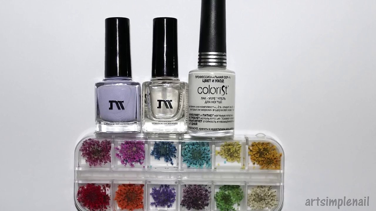 Обратный френч маникюр с сухоцветами - Dried Flower Nail Art - Reverse French
