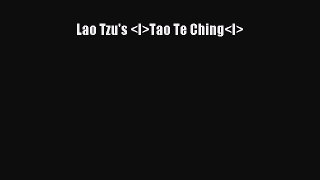 Read Lao Tzu's Tao Te Ching Ebook Free