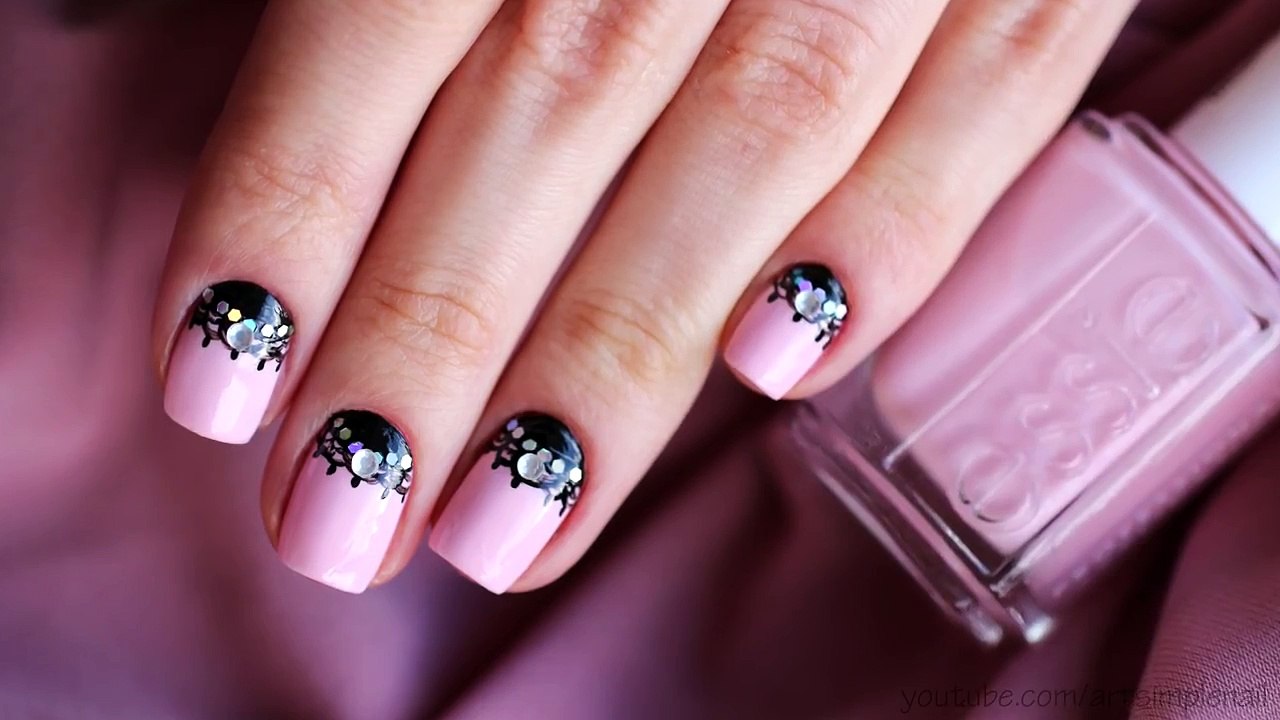 Лунный маникюр на коротких ногтях. Маникюр Кружево - Lace Nail Art Tutorial