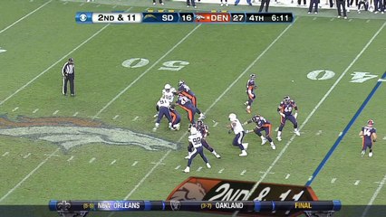 Chargers defense, sack, 7-yd loss