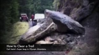 Super Jeep Moves Huge Boulder Off a Trail
