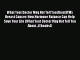 Read What Your Doctor May Not Tell You About(TM): Breast Cancer: How Hormone Balance Can Help