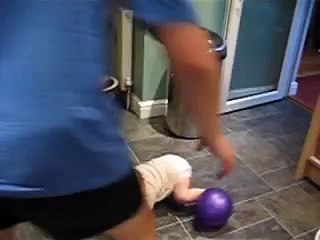 Baby Cam laughing at balloon being kicked at him!