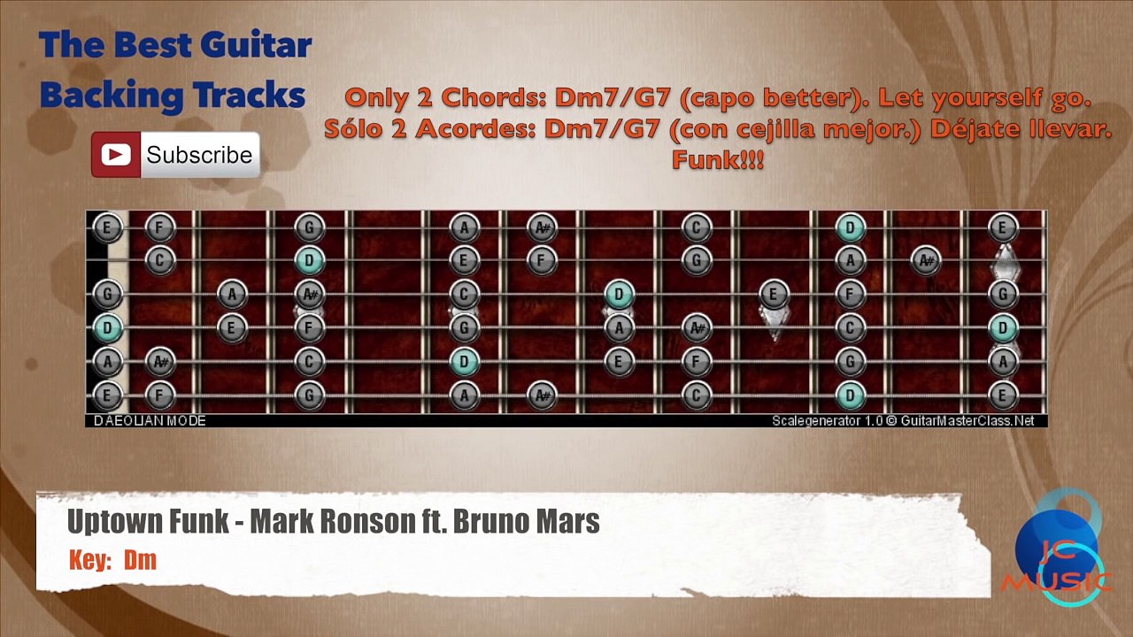 Uptown Funk - Mark Ronson ft. Bruno Mars Guitar Backing Track