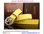 Gucci Embossed Leather GG Belt With Silver G Buckle Yellow Replica for Sale