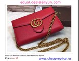 Gucci GG Marmont Leather Chain Wallet Red Replica for Sale