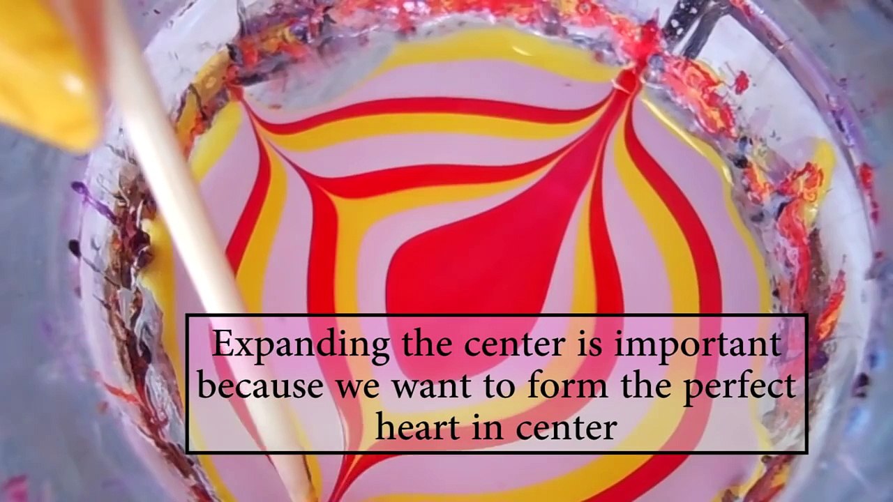 Perfect heart water marble design for one nail