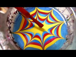 Scarlet macaw feathers inspired water marble