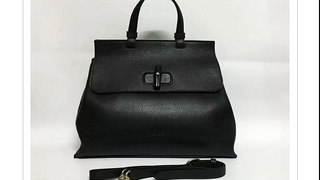 Replica Gucci Bamboo Daily Leather Top Handle Bag Black for Sale