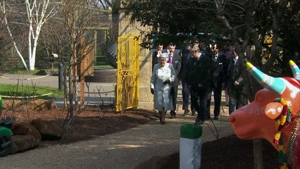 Queen opens London Zoo's Land of the Lions enclosure