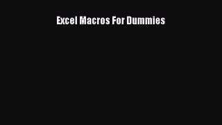 Read Excel Macros For Dummies PDF Free