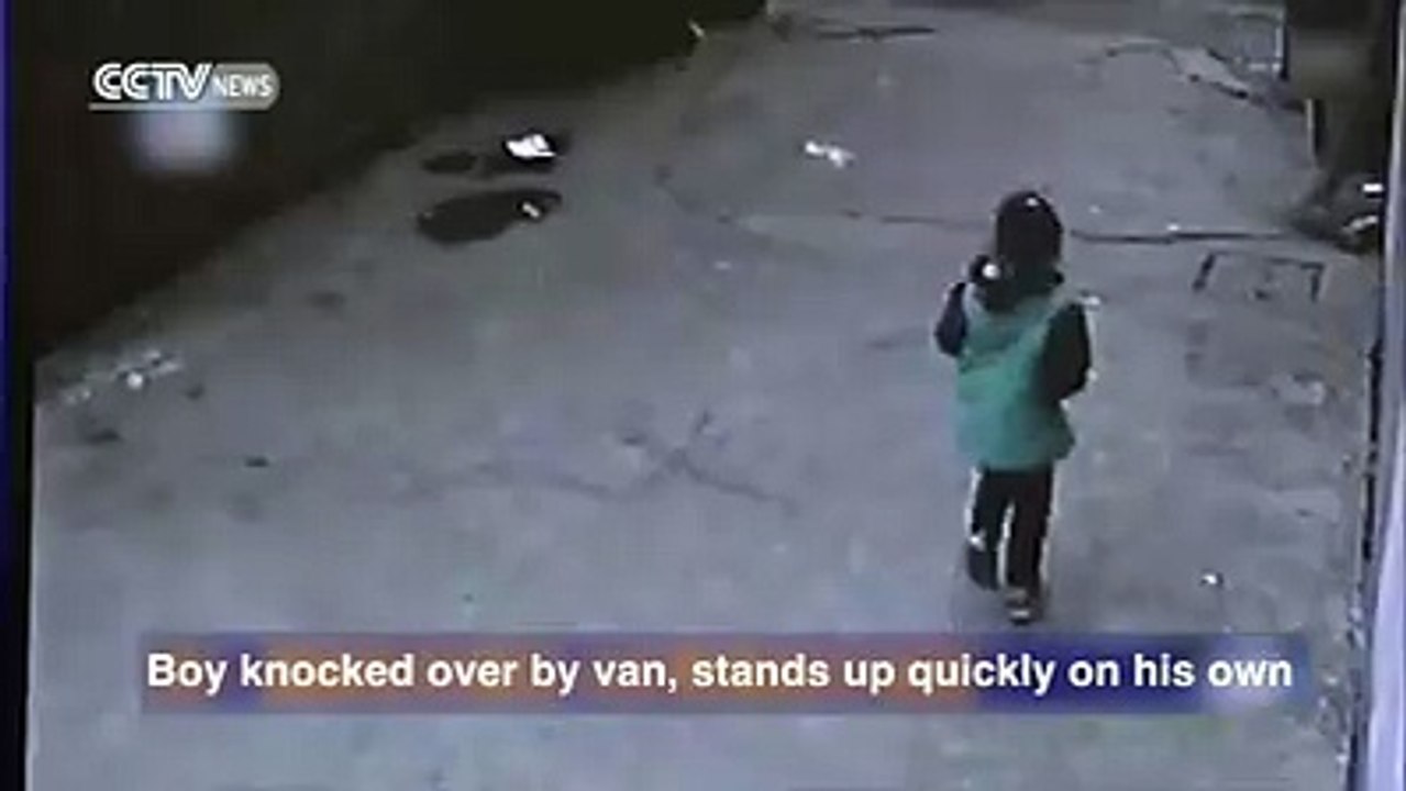 Boy knocked over by van must watch