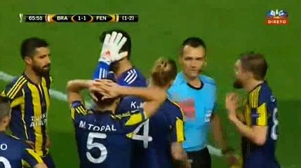 Mehmet Topal RED CARD Braga 1 - 1 Fenerbahce Europa League 17-3-2016