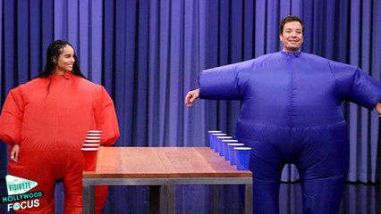 Zoe Kravitz Plays Inflatable Flip Cup With Jimmy Fallon - Watch