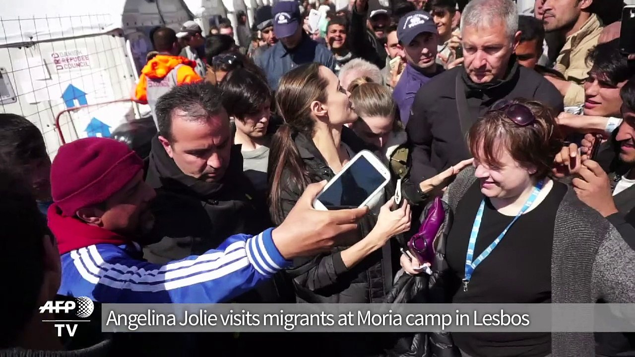 Angelina Jolie visits Lesbos refugee camp