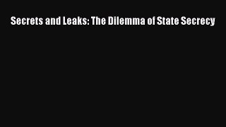 Read Secrets and Leaks: The Dilemma of State Secrecy PDF Online