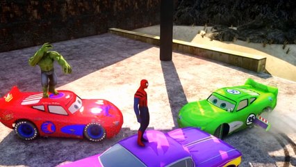 Spiderman Songs Nursery ♪ There's a Hole in my Bucket ♪ Cars  Spider-Man Hulk Buzz Lightyear Race HD