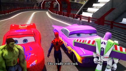 Spiderman vs Hulk Kids Songs ♪ Rock-A-Bye Baby ♪ Cars McQueen Hulk Toy Lightyear HD
