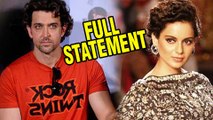 Hrithik Roshan Official Statement On His Affair With Kangana Ranaut