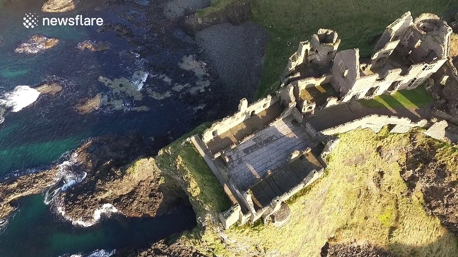 ⁣Beautiful footage of Dunluce Castle, Ireland, on St Patrick's Day