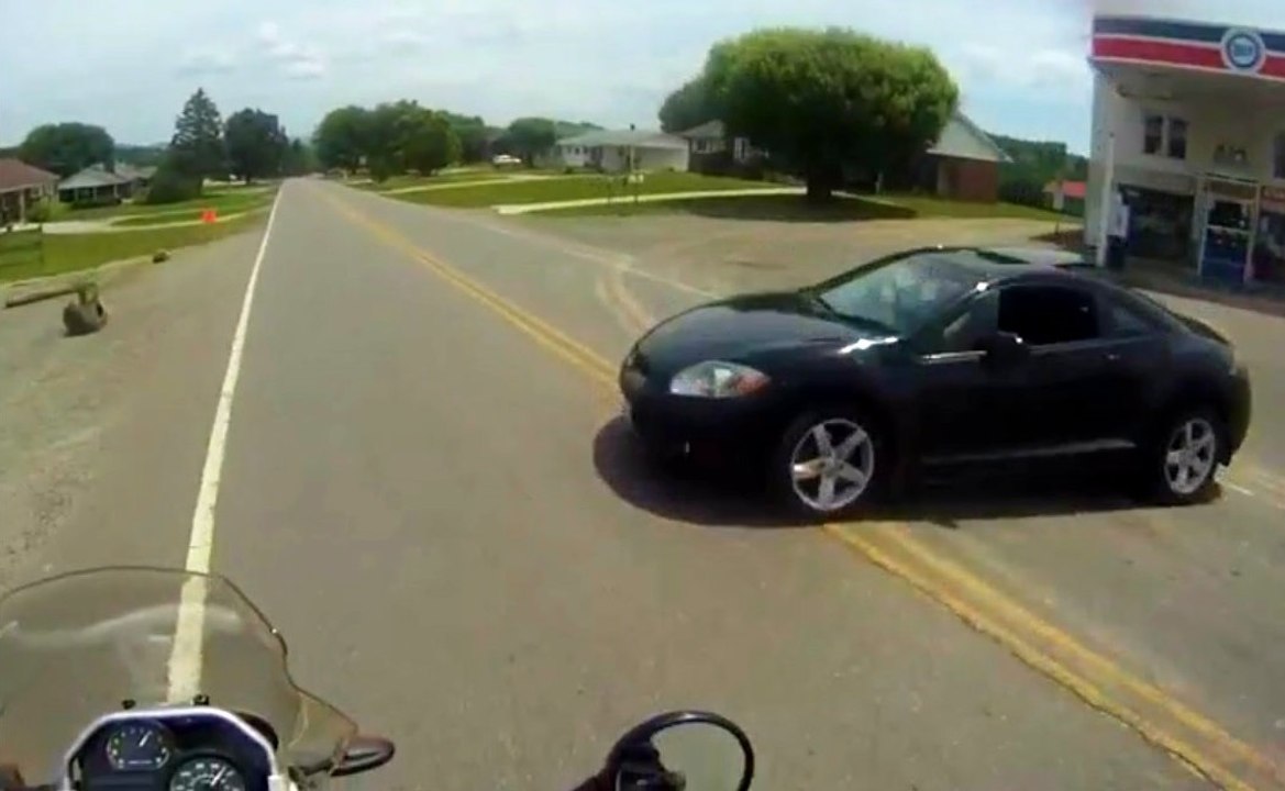 Close Call! Motorcyclist Has Stern Talk With Young Woman Who Almost Killed Him