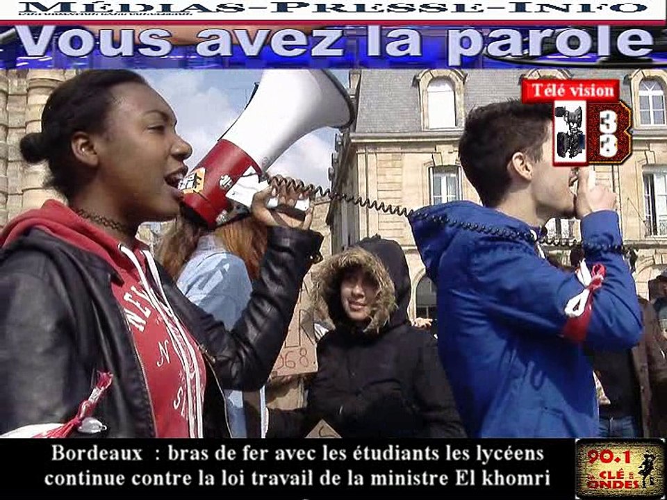 Télévision-Bordeaux-33  les étudiants lycéens sont redescendu dans la rue pour le retraité de la loi travail  la mobilisation continue