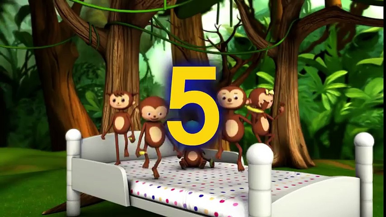 Cinco monitos saltaban en la cama - Canciones infantiles HD 3D
