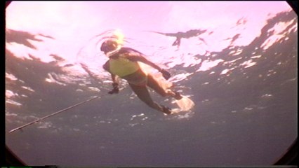 Spear Fishing - Dana and Gloria dip under water to make a point!