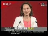 Législatives 1er tour discours de Ségolène Royal