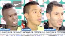 Rodin Quiñónez, Daniel Londoño y Francisco Nájera en la previa entre Medellín y Nacional · Liga Águila 2016-I (fecha 10)