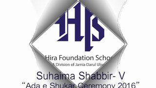 Suhaima Shabbir-grade V- Ada e shukar ceremony 2016