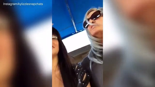Khloe Kardashian and Kylie and Kendall Jenner get fake wrinkles on Hollywood tour bus