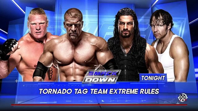WWE Triple H _ Brock Lesnar vs. Roman Reigns _ Dean Ambrose- Tornado Tag Team Match