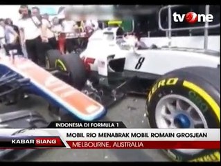 Insiden Mobil Rio Haryanto Tabrak Mobil Tim Haas di Pit Lane
